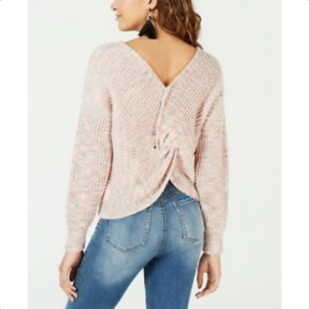 American Rag Juniors Twist-Back Marled Sweater